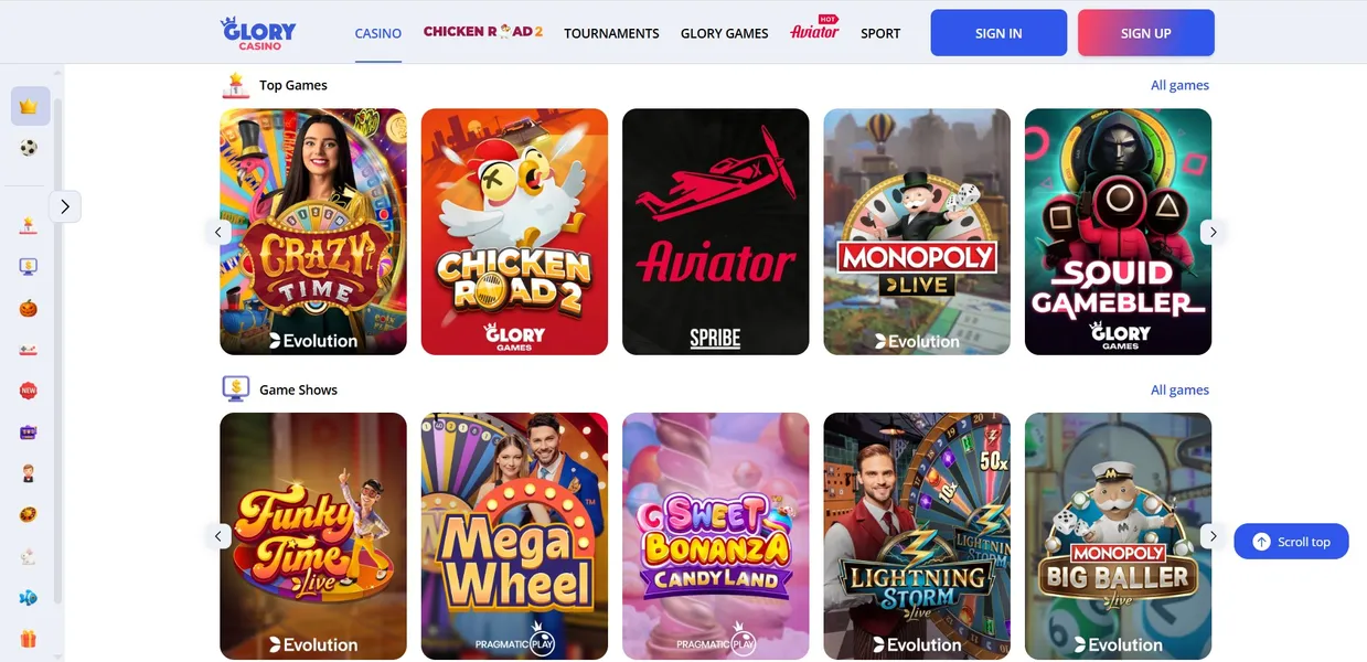 Premier Slots and Fun Streams at Glory Casino